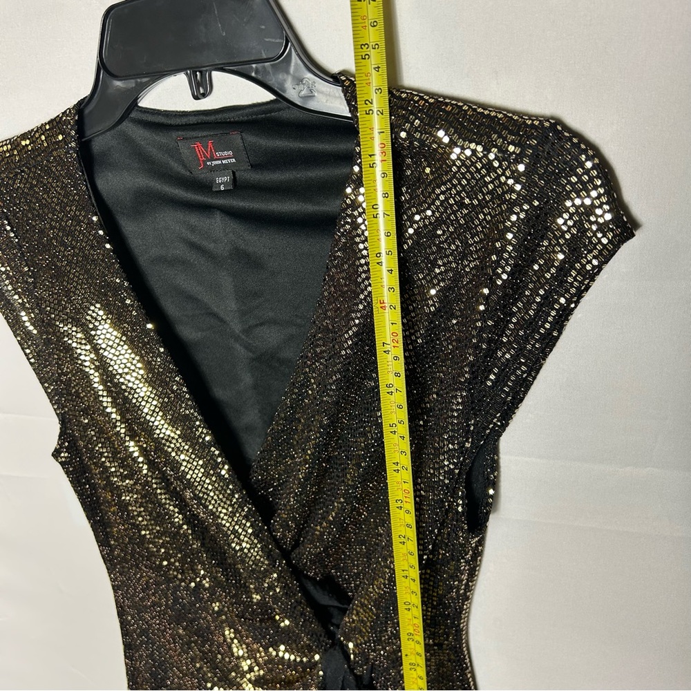 JM Studio by John Meyer Dress Long Gold Sequin Party Wedding Size 6 - Picture 8 of 11